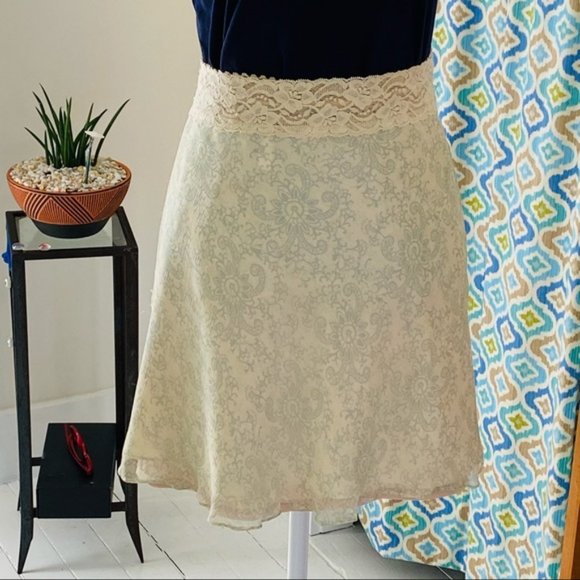 Express gorgeous silk skirt in mint green skirt (size S) - Picture 1 of 9